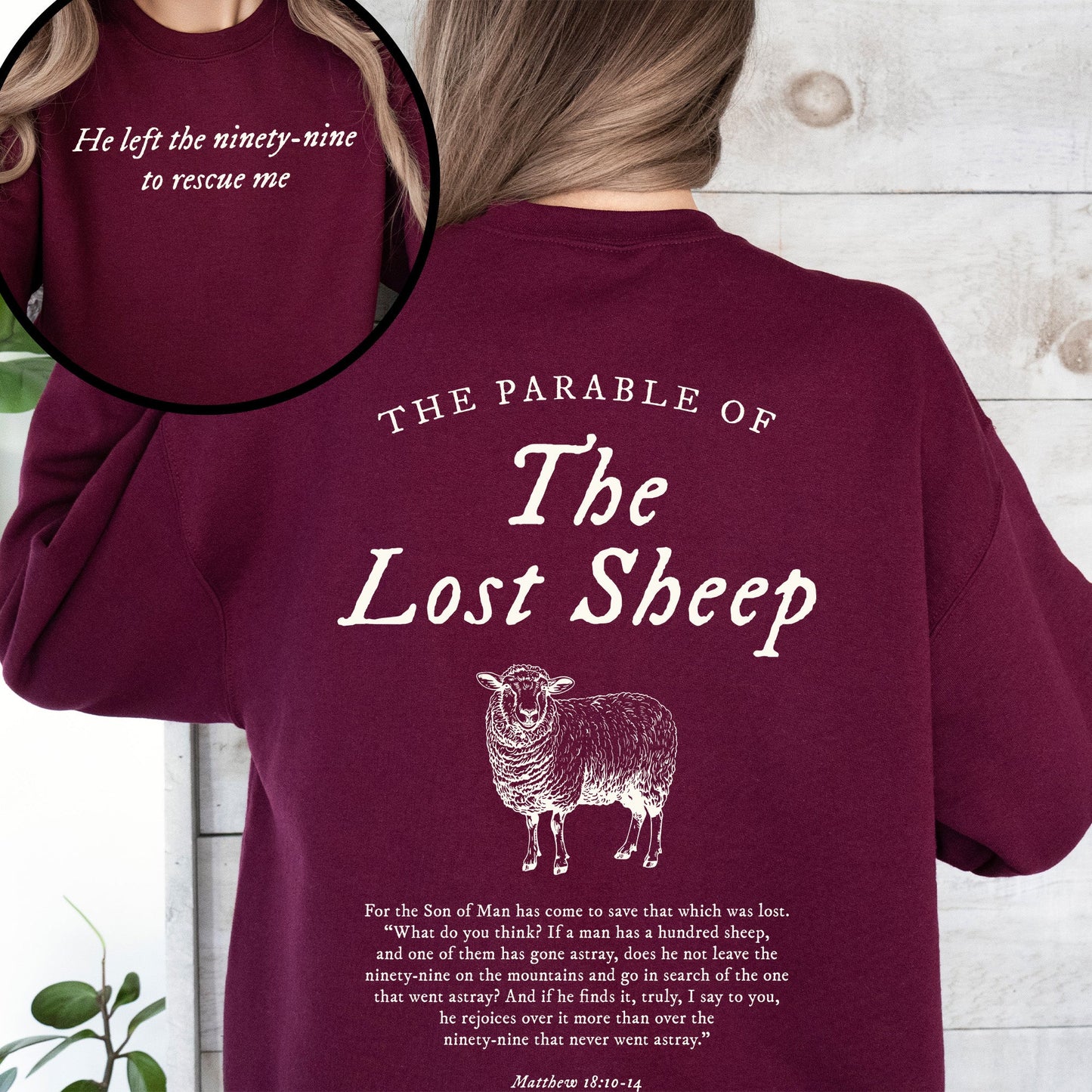 “Lost Sheep” Bible Verse Sweatshirt – Christian Faith Apparel
