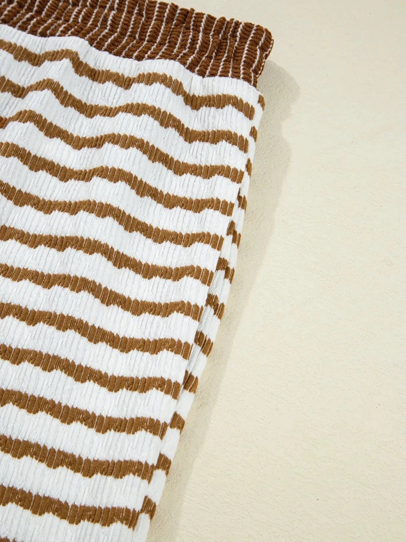 Stripe Collared Top and Drawstring Pant Set