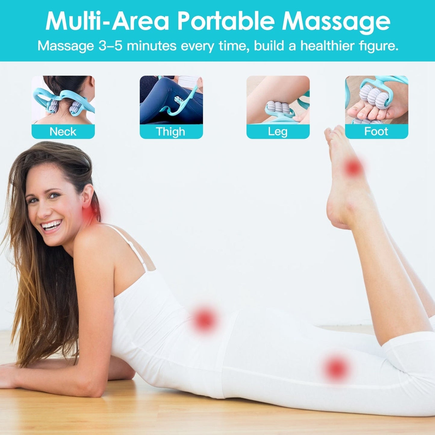 360° Rotatable Neck Roller Massager – 6-Ball Pain Relief