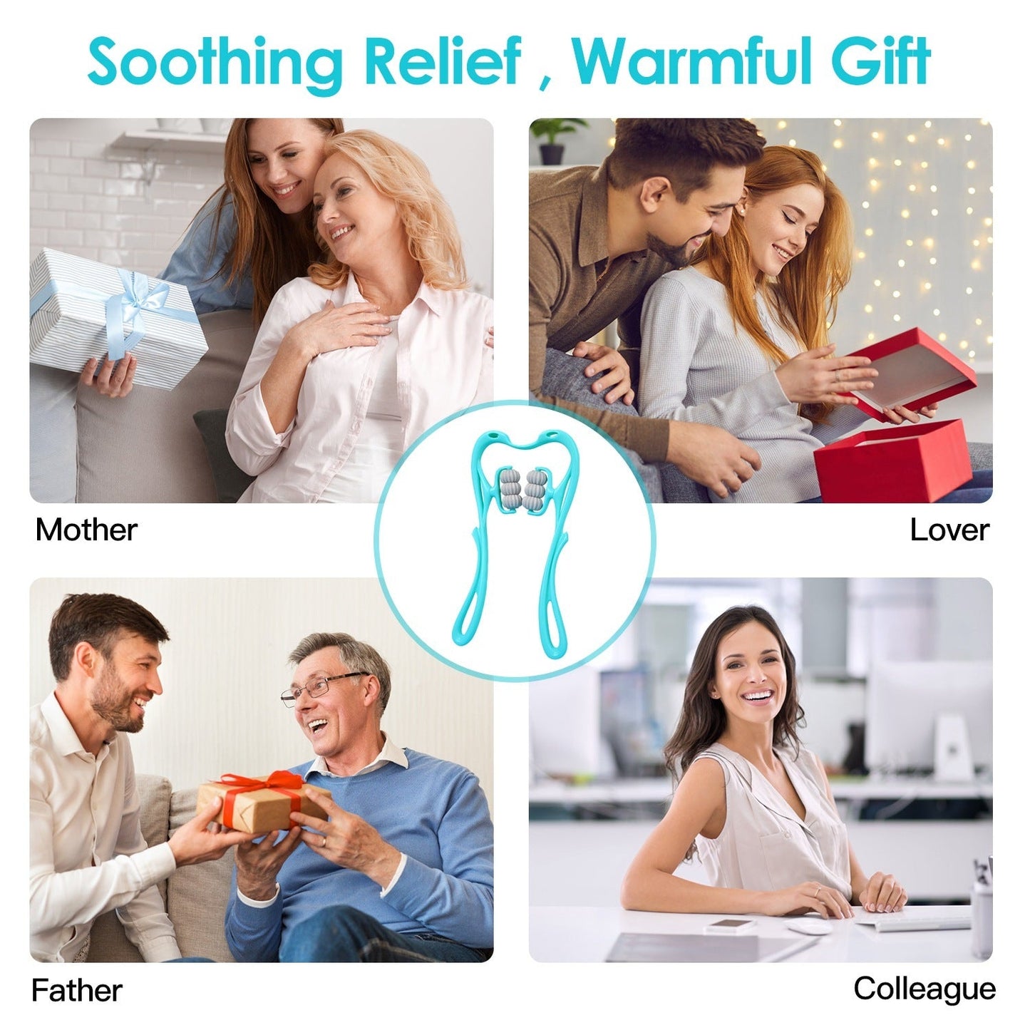 360° Rotatable Neck Roller Massager – 6-Ball Pain Relief