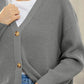 Button Down V-Neck Long Sleeve Cardigan