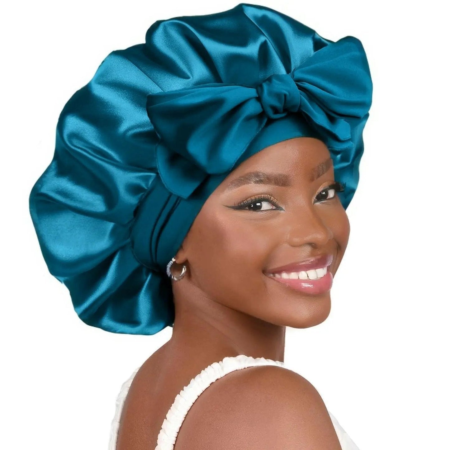 Double-layer Ribbon Round Hair Protectant Bow Hair Care Cap