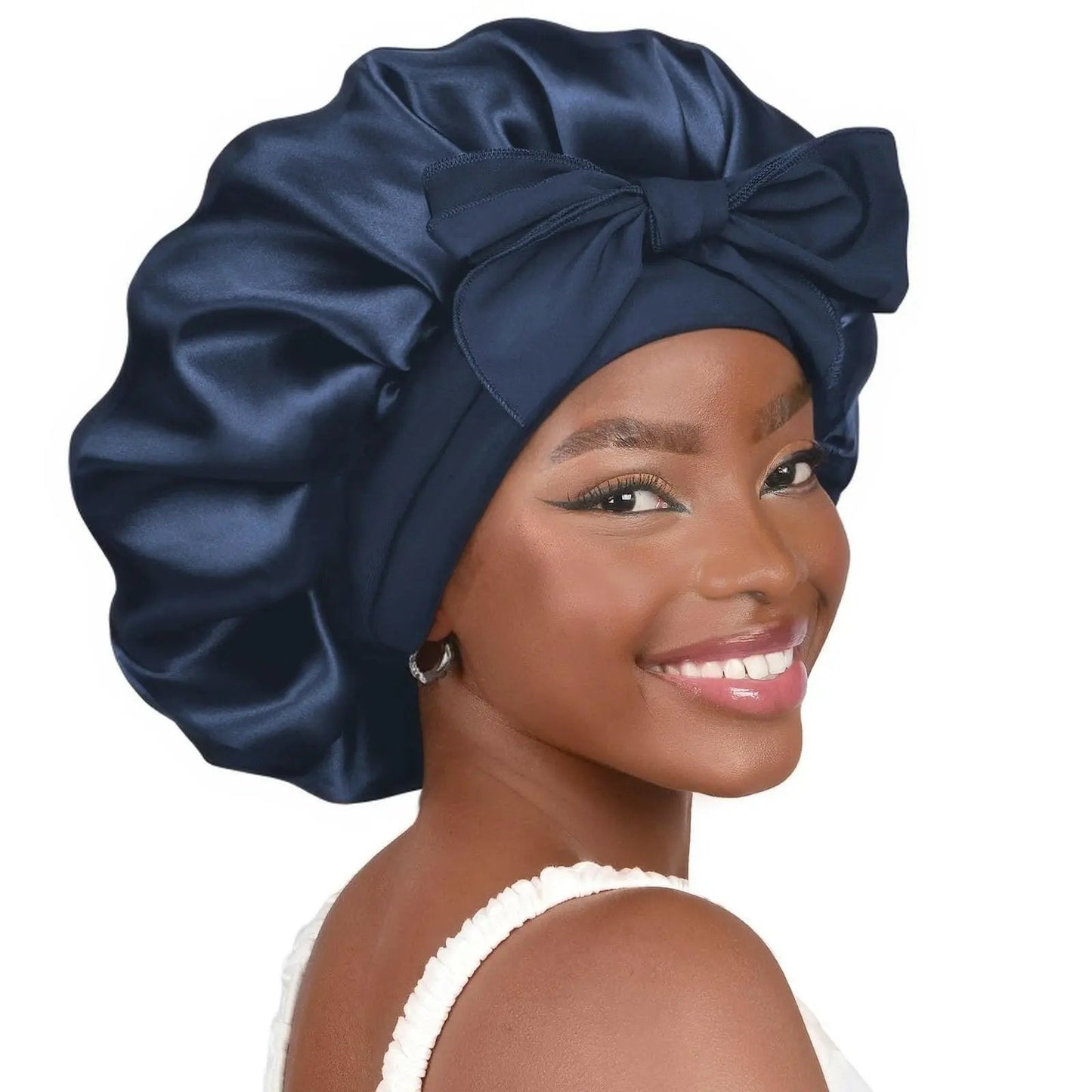 Double-layer Ribbon Round Hair Protectant Bow Hair Care Cap