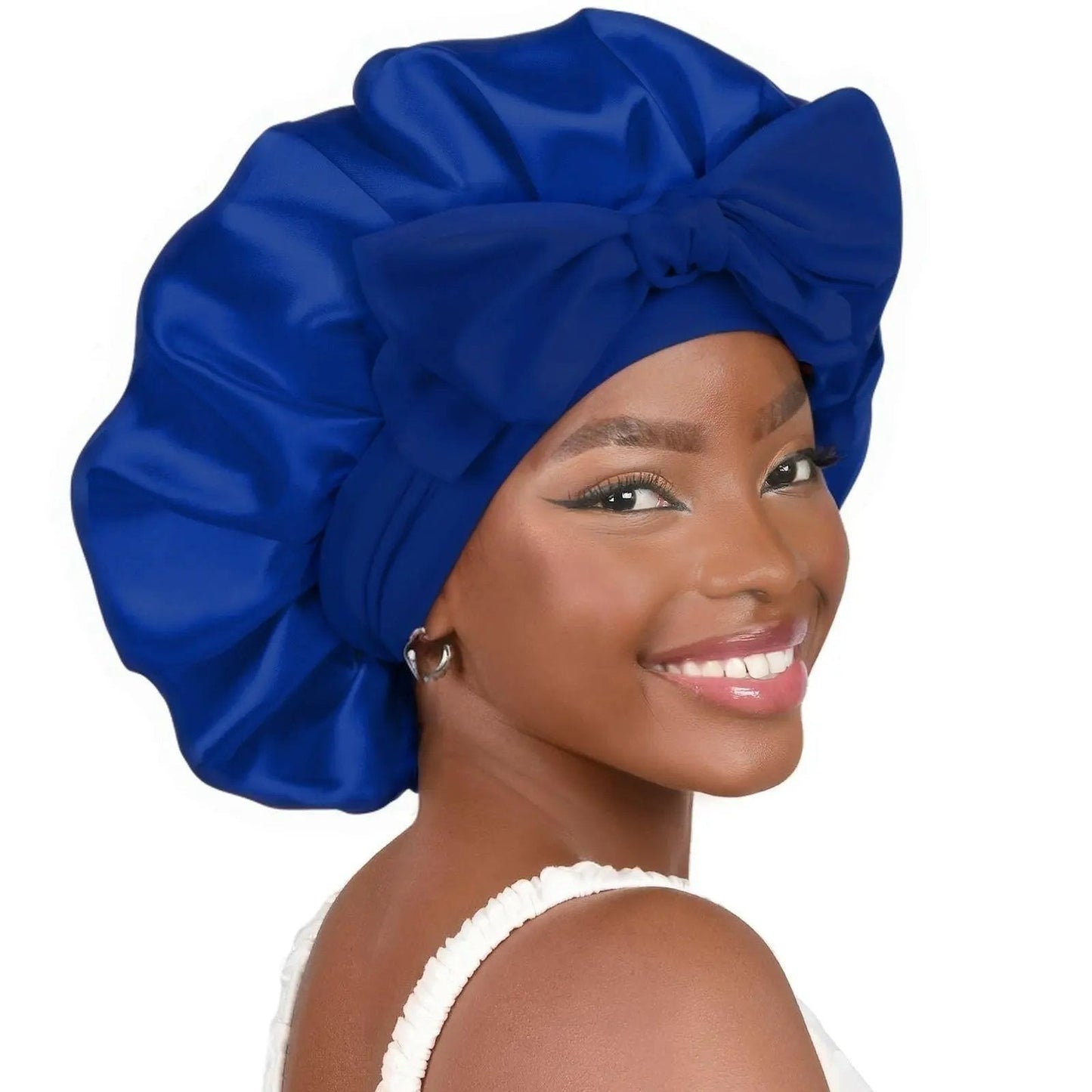Double-layer Ribbon Round Hair Protectant Bow Hair Care Cap