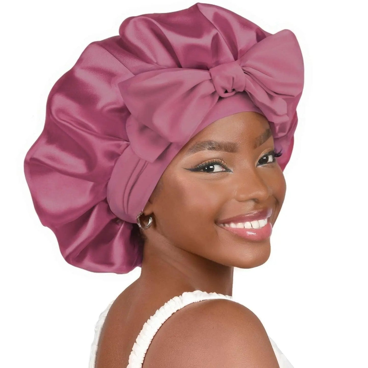 Double-layer Ribbon Round Hair Protectant Bow Hair Care Cap