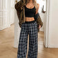 Flannel Plaid Wide Leg Pants