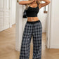 Flannel Plaid Wide Leg Pants