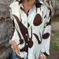 Full Size Abstract Print Long Sleeve Button-Up Shirt Plus Size