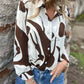 Full Size Abstract Print Long Sleeve Button-Up Shirt Plus Size