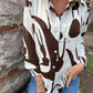 Full Size Abstract Print Long Sleeve Button-Up Shirt Plus Size