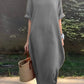 Full Size Casual Loose Fit Round Neck Midi Dress Plus Size