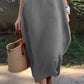 Full Size Casual Loose Fit Round Neck Midi Dress Plus Size