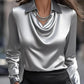 Full Size Collared Neck Long Sleeve Blouse Plus Size