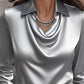 Full Size Collared Neck Long Sleeve Blouse Plus Size
