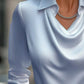 Full Size Collared Neck Long Sleeve Blouse Plus Size