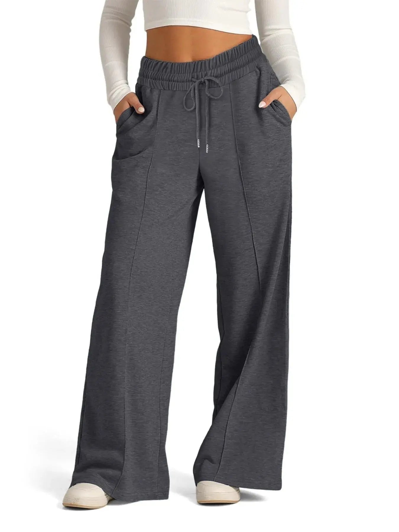 Full Size Drawstring Relaxed Fit Wide Leg Pants Plus Size