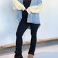 Full Size Raw Hem Button Up Patchwork Denim Jacket Plus Size