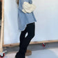 Full Size Raw Hem Button Up Patchwork Denim Jacket Plus Size