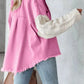 Full Size Raw Hem Button Up Patchwork Denim Jacket Plus Size