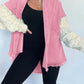 Full Size Raw Hem Button Up Patchwork Denim Jacket Plus Size