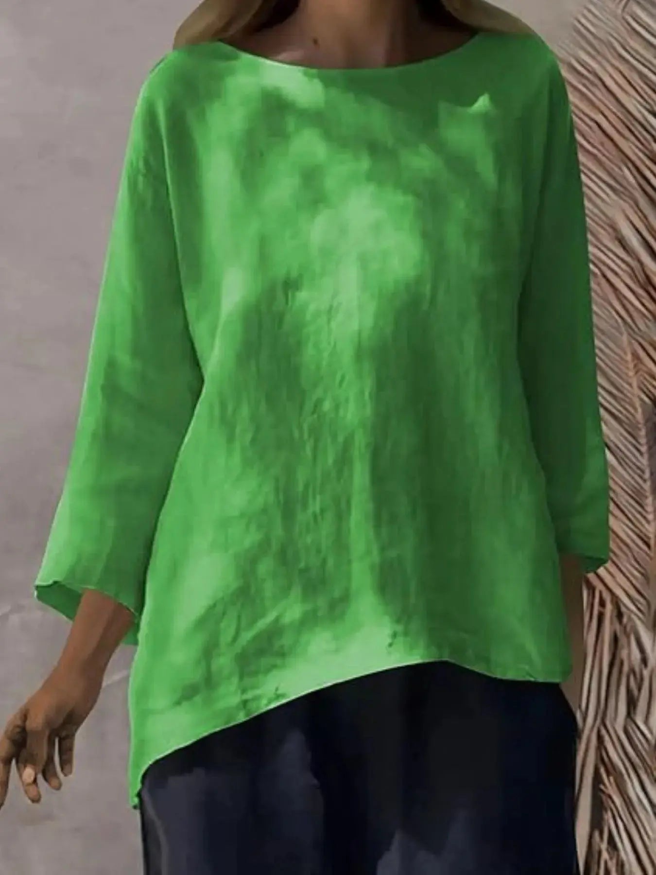 Full Size Round Neck Relaxed Fit Blouse Plus Size