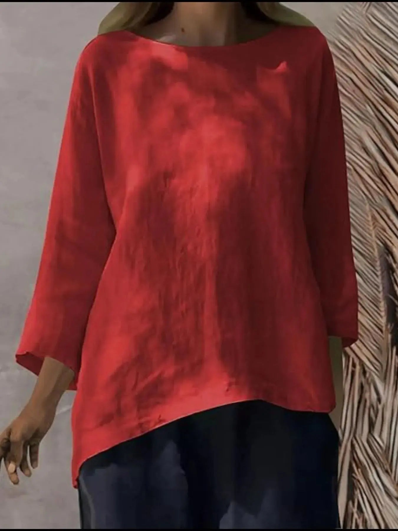 Full Size Round Neck Relaxed Fit Blouse Plus Size