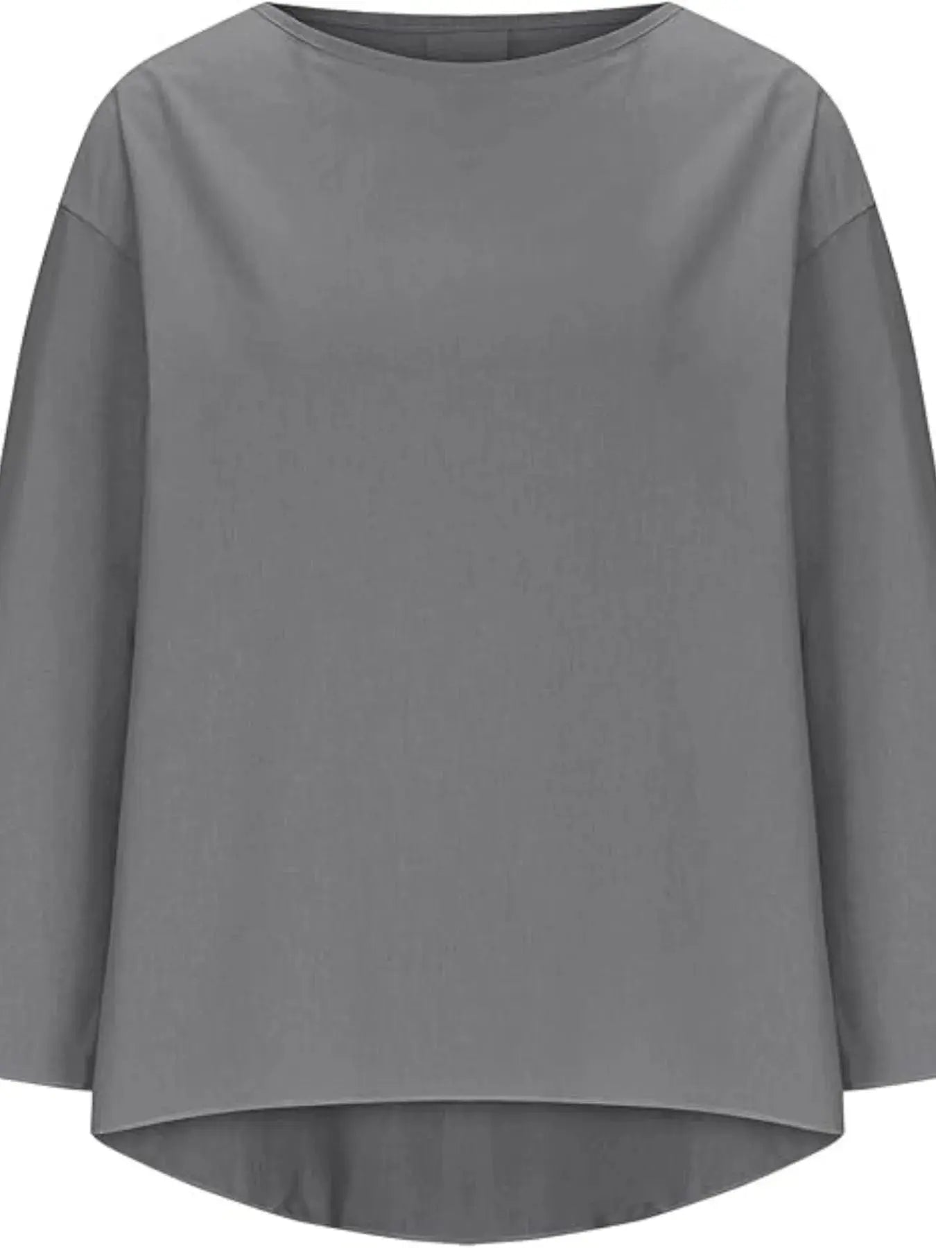 Full Size Round Neck Relaxed Fit Blouse Plus Size