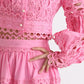 Lace Button Up Long Sleeve Top and Skirt Set