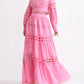 Lace Button Up Long Sleeve Top and Skirt Set