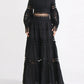 Lace Button Up Long Sleeve Top and Skirt Set