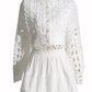 Lace Button Up Long Sleeve Top and Skirt Set