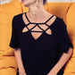 Ladies Silky Knit Top with Front Details