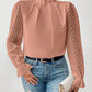 Mock Neck Flounce Sleeve Blouse