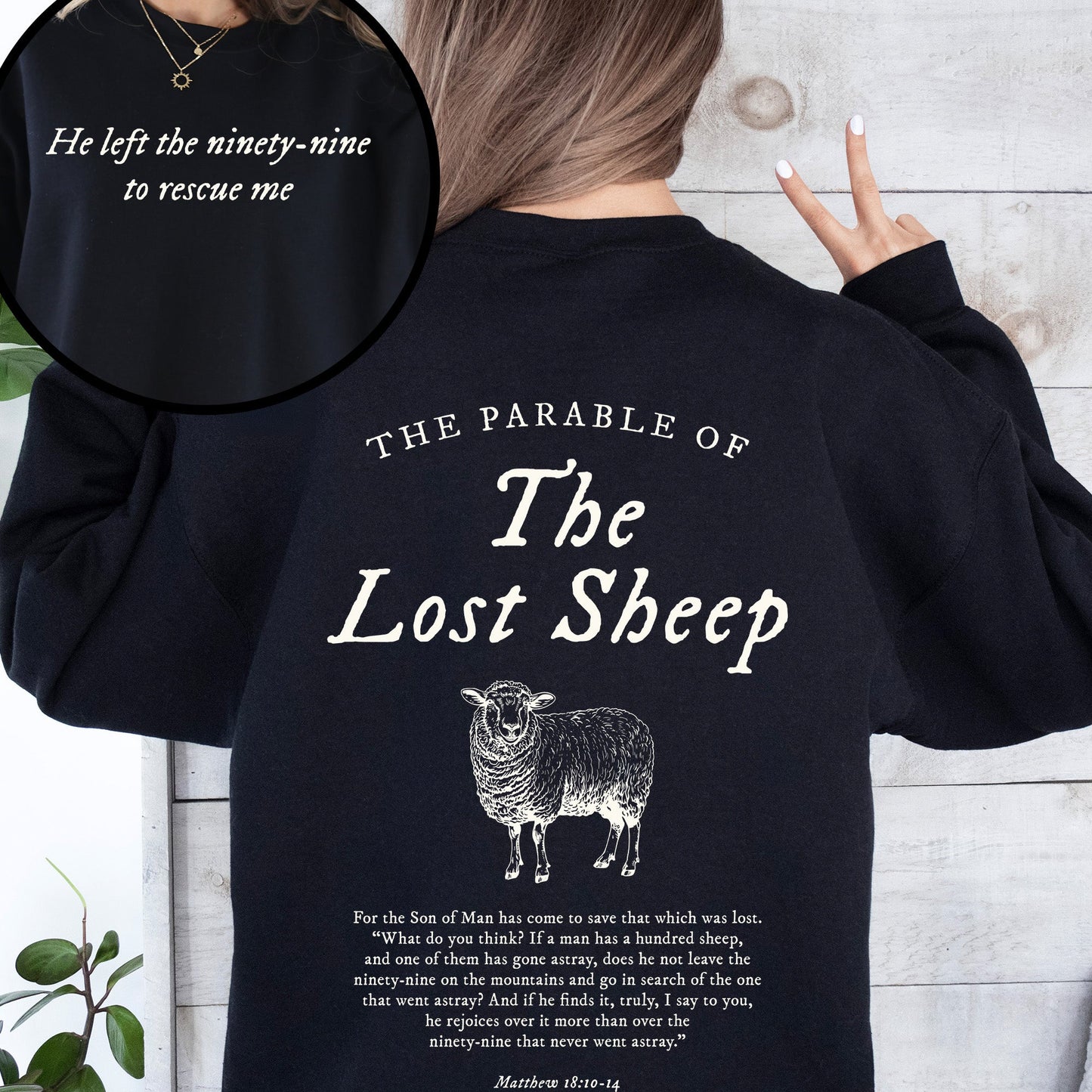 “Lost Sheep” Bible Verse Sweatshirt – Christian Faith Apparel