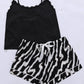 Plus Size Lace Cami and Printed Shorts Pajama Set