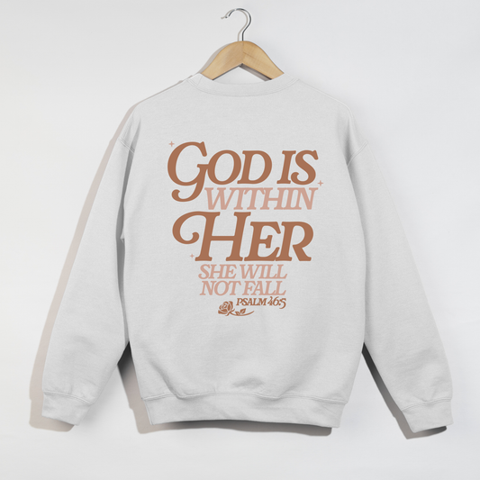 “God Is Within Her” Psalm 46:5 Crewneck Sweatshirt