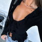 Ruffled Tie Front Flare Sleeve Shirt