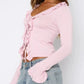 Ruffled Tie Front Flare Sleeve Shirt