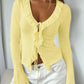 Ruffled Tie Front Flare Sleeve Shirt