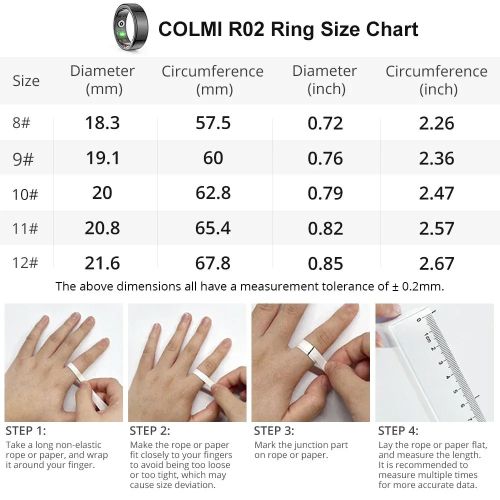 2024 COLMI R02 Smart Ring – Health Monitor & 5ATM Waterproof