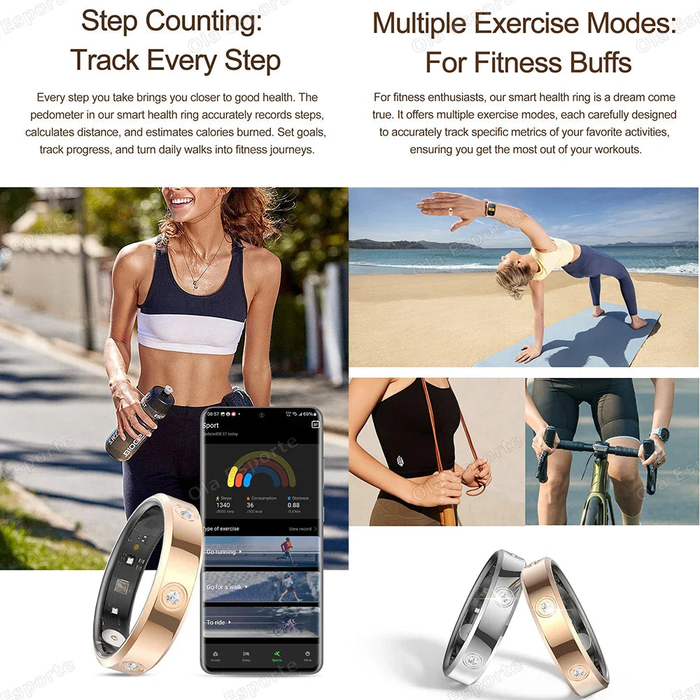 2025 Smart Health Ring – Heart Rate & Stress Monitor, IP68 Waterproof