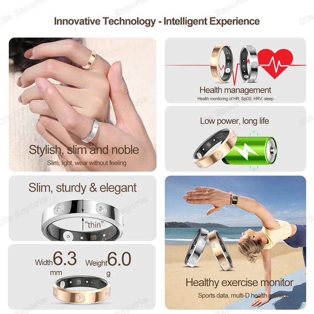 2025 Smart Health Ring – Heart Rate & Stress Monitor, IP68 Waterproof