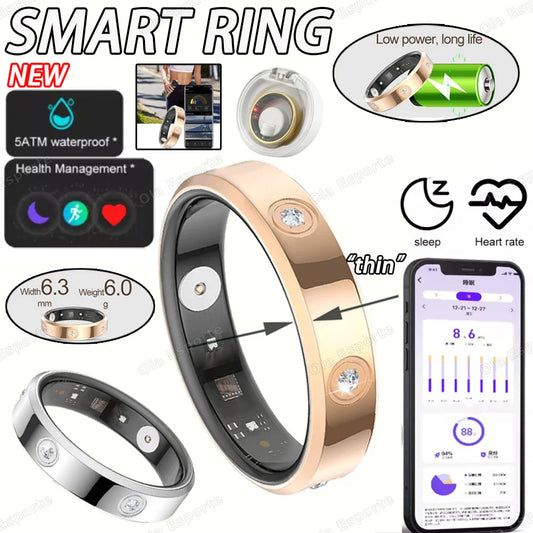2025 Smart Health Ring – Heart Rate & Stress Monitor, IP68 Waterproof