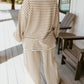 Stripe Collared Top and Drawstring Pant Set