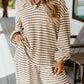 Stripe Collared Top and Drawstring Pant Set
