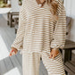 Stripe Collared Top and Drawstring Pant Set