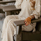 Stripe Collared Top and Drawstring Pant Set