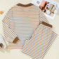 Stripe Collared Top and Drawstring Pant Set