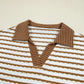 Stripe Collared Top and Drawstring Pant Set