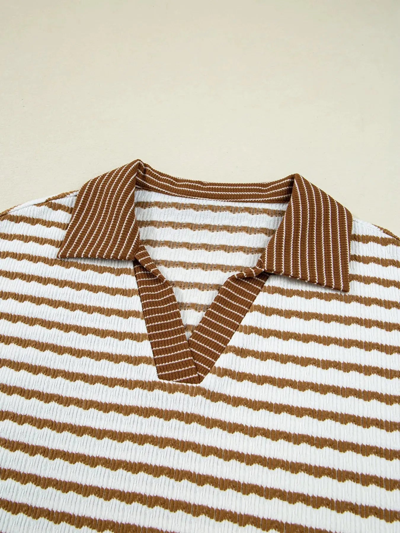 Stripe Collared Top and Drawstring Pant Set